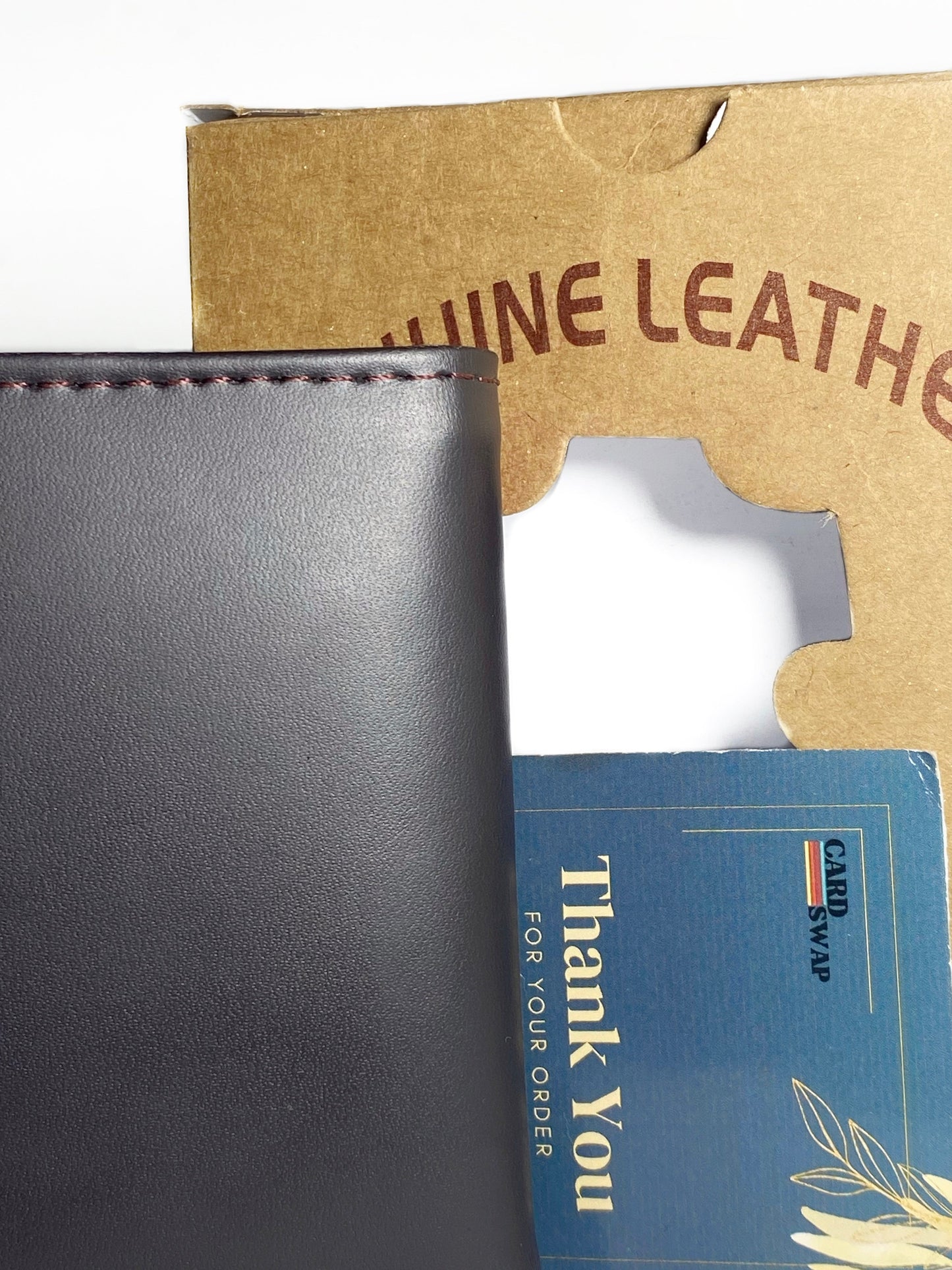 Classic Brown Leather Wallet with Hand-Stitched Detail | Cardswap Genuine Leather