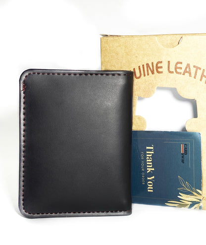 Classic Brown Leather Wallet with Hand-Stitched Detail | Cardswap Genuine Leather