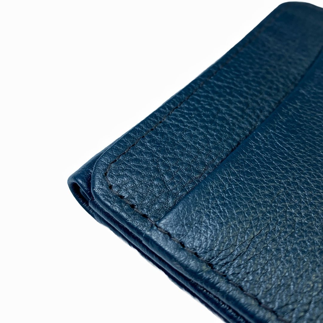 Navy Blue Genuine Leather Wallet – Compact, Durable, and Stylish